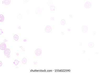 Light Purple, Pink vector background with tasty food. Abstract background with colorful Fast Food illustrations. Template for meal cooking in kitchen.