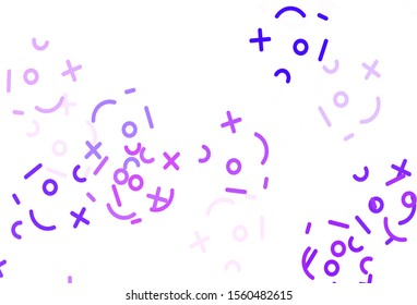 Light Purple, Pink vector background with arithmetic signs. Illustration with Numeral symbols on abstract template. Pattern for posters, banners of math books.