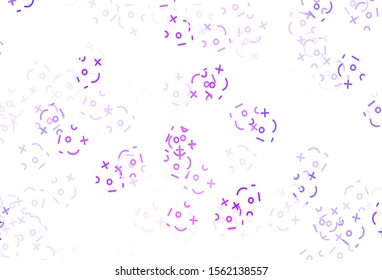 Light Purple, Pink vector background with math elements. Colored mathematic signs with gradient on white background. Pattern for school, grammar websites.