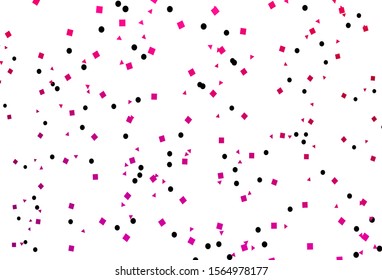 Light Purple, Pink vector background with triangles, circles, cubes. Abstract illustration with colorful dots, lines, cubes. Pattern for busines ad, booklets, leaflets