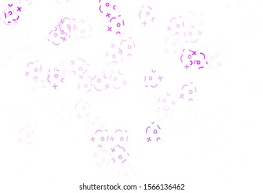 Light Purple, Pink vector background with arithmetic signs. Abstract illustration with colored algebra signs. Template for landing page of typography.