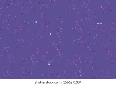 Light Purple, Pink vector background with arithmetic signs. Blurred design in simple style with collection of numerals. Pattern for posters, banners of math books.