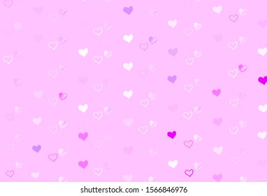 Light Purple, Pink vector background with hearts. Illustration with hearts in love concept for valentine's day. Pattern for valentine's ad, booklets.