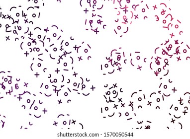 Light Purple, Pink vector background with math elements. Shining colorful illustration with isolated Digit signs. Pattern for ad, booklets, leaflets of education.