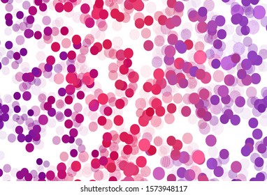 Light Purple, Pink vector background with spots. Blurred bubbles on abstract background with colorful gradient. Pattern for futuristic ad, booklets.