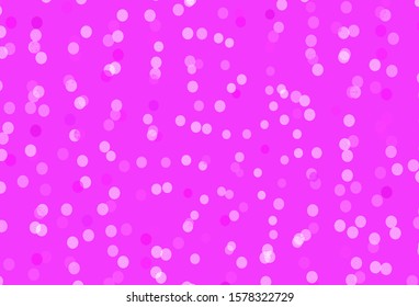 Light Purple, Pink vector background with beautiful snowflakes. Shining colorful illustration with snow in christmas style. Template for a new year background.