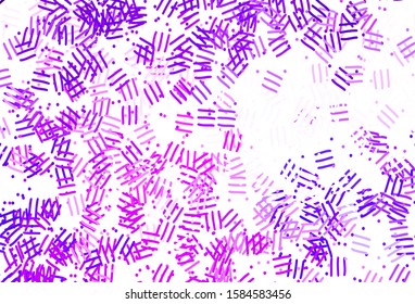 Light Purple, Pink vector background with stright stripes, dots. Blurred decorative design in simple style with lines. Best design for your ad, poster, banner.