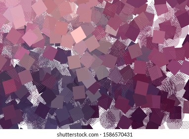 Light Purple, Pink vector background with triangles, circles, cubes. Illustration with set of colorful circles, triangles, squares. Pattern for commercials.