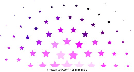 Light Purple, Pink vector background with small and big stars. Blur decorative design in simple style with stars. Pattern for wrapping gifts.