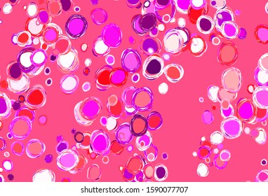 Light Purple, Pink vector background with bubbles. Modern abstract illustration with colorful water drops. Pattern for beautiful websites.