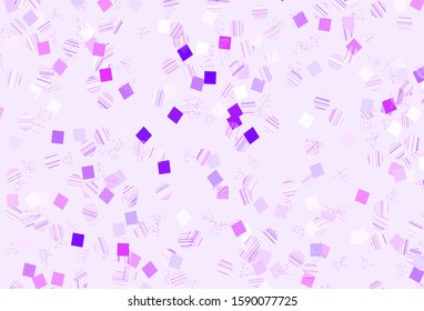 Light Purple, Pink vector background with polygonal style with circles. Abstract illustration with colorful dots, lines, cubes. Template for wallpapers.
