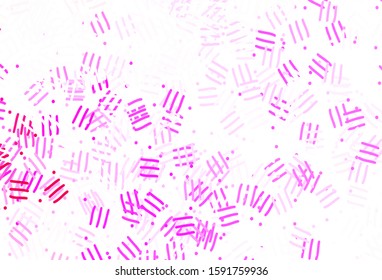 Light Purple, Pink vector background with stright stripes, dots. Lines on blurred abstract background with gradient. Smart design for your business advert.