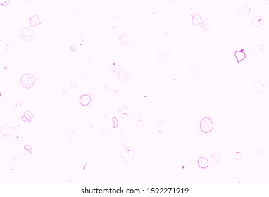 Light Purple, Pink vector background with tasty food. Abstract background with colorful Fast Food illustrations. Design for ad, poster, banner of cafes or restaurants.