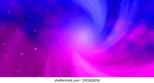 Light Purple, Pink vector background with small and big stars. Modern geometric abstract illustration with stars. Design for your business promotion.