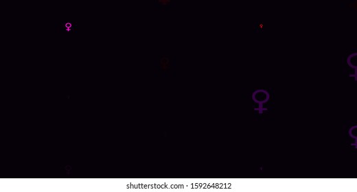 Light Purple, Pink vector background with woman symbols. Colorful feminism symbols with a gradient in modern style. New side for your design.