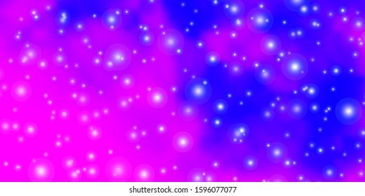 Light Purple, Pink vector background with small and big stars. Colorful illustration in abstract style with gradient stars. Theme for cell phones.