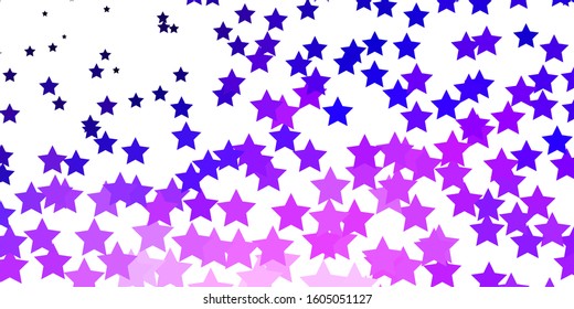 Light Purple, Pink vector background with small and big stars. Modern geometric abstract illustration with stars. Pattern for new year ad, booklets.