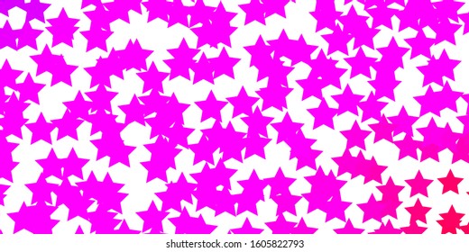 Light Purple, Pink vector background with colorful stars. Shining colorful illustration with small and big stars. Design for your business promotion.