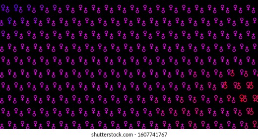 Light Purple, Pink vector background with woman symbols. Colorful illustration with gradient feminism shapes. Elegant design for wallpapers.