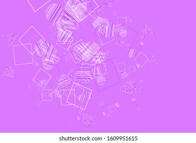 Light Purple, Pink vector background with polygonal style with circles. Abstract illustration with colorful dots, lines, cubes. Template for wallpapers.
