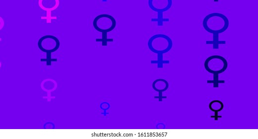 Light Purple, Pink vector background with woman symbols. Abstract illustration with a depiction of women's power. Base for your app design.