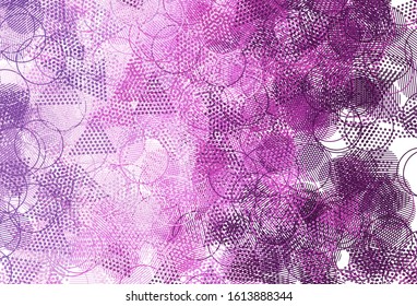 Light Purple, Pink vector background with polygonal style with circles. Modern abstract illustration with colorful dots, lines. Pattern for booklets, leaflets