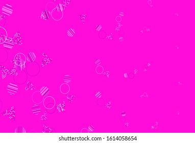 Light Purple, Pink vector background with triangles, circles. Illustration with set of colorful circles, triangles. Modern template for landing page.