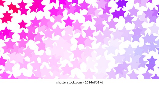 Light Purple, Pink vector background with small and big stars. Modern geometric abstract illustration with stars. Theme for cell phones.