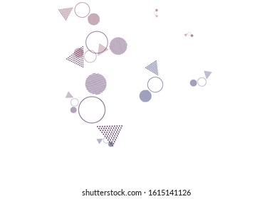 Light Purple, Pink vector background with triangles, circles. Circles, lines on abstract background with colorful gradient. Modern template for landing page.