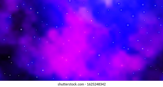 Light Purple, Pink vector background with small and big stars. Colorful illustration in abstract style with gradient stars. Pattern for new year ad, booklets.