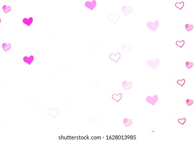 Light Purple, Pink vector background with Shining hearts. Decorative shining illustration with hearts on abstract template. Pattern for valentine's ad, booklets.