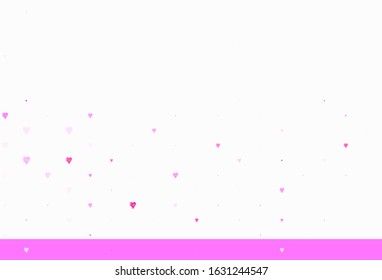 Light Purple, Pink vector background with hearts. Shining illustration with hearts on abstract template. Pattern for carnival, festival romantic leaflets.