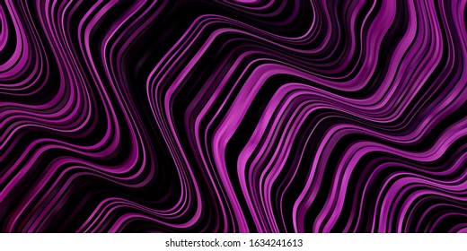 Light Purple, Pink vector background with wry lines. Illustration in halftone style with gradient curves. Pattern for ads, commercials.