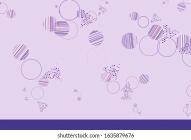 Light Purple, Pink vector background with triangles, circles. Modern abstract illustration with colorful dots, lines. Template for wallpapers.