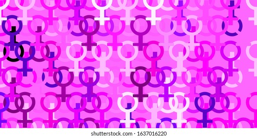 Light Purple, Pink vector background with woman symbols. Abstract illustration with a depiction of women's power. Design for International Women’s Day.