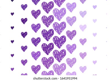 Light Purple, Pink vector background with Shining hearts. Shining illustration with hearts on abstract template. Template for Valentine's greeting postcards.