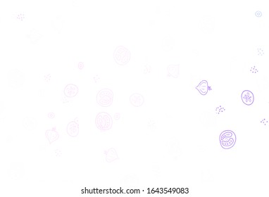 Light Purple, Pink vector background with tasty food. Beautiful colorful illustration with food in doodle style. Pattern for ad, booklets, leaflets of restaurants.