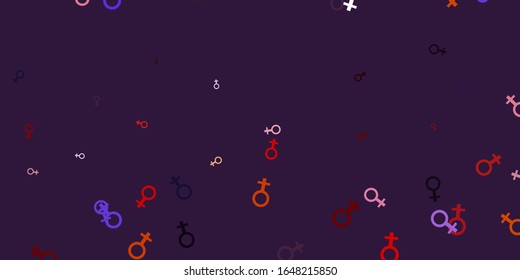 Light Purple, Pink vector background with woman symbols. Colorful feminism symbols with a gradient in modern style. Simple design for your web site.