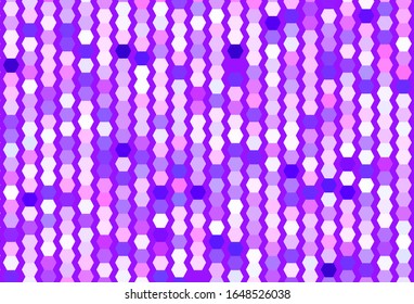 Light Purple, Pink vector background with set of hexagons. Glitter abstract illustration in hexagonal style. Pattern for texture of wallpapers.