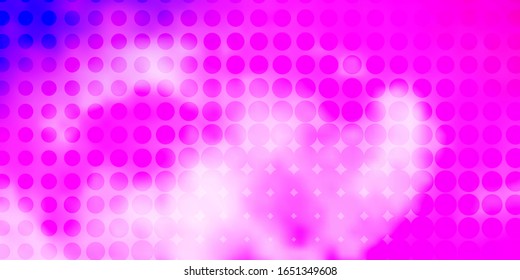 Púrpura clara, fondo vector rosado con puntos. Ilustración abstracta con puntos coloridos al estilo natural. Plan para folletos y folletos.