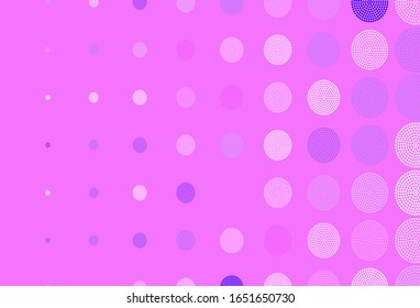 Light Purple, Pink vector background with spots. Glitter abstract illustration with blurred drops of rain. Pattern for futuristic ad, booklets.