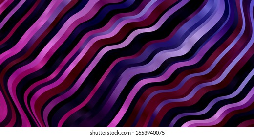Fondo vectorial rosa, morado claro y con líneas curvas. Ilustración abstracta colorida con curvas degradadas. Mejor diseño para tu anuncio, afiche, banner.