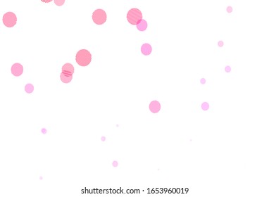 Light Purple, Pink vector background with spots. Glitter abstract illustration with blurred drops of rain. New template for your brand book.