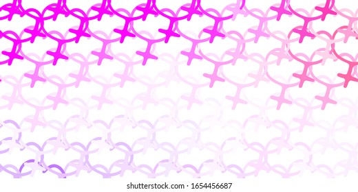 Light Purple, Pink vector background with woman symbols. Abstract illustration with a depiction of women's power. Design for International Women’s Day.