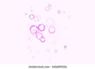 Light Purple, Pink vector background with bubbles. Modern abstract illustration with colorful water drops. Pattern for futuristic ad, booklets.