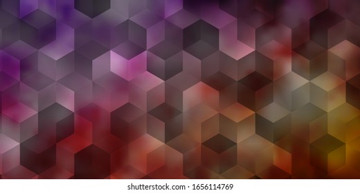 Light Purple, Pink vector background with set of hexagons. Colorful hexagons on blur backdrop. Pattern for landing pages.