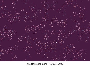 Light Purple, Pink vector background with arithmetic signs. Illustration with Numeral symbols on abstract template. Pattern for school, grammar websites.