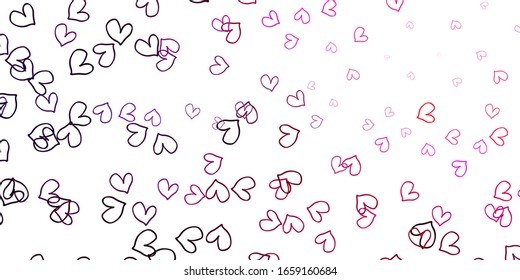 Light Purple, Pink vector background with Shining hearts. Hearts on blurred abstract background with colorful gradient. Design for your business advert of anniversary.