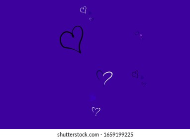 Light Purple, Pink vector background with hearts. Beautiful celebration style hearts on abstract illustration. Pattern for carnival, festival romantic leaflets.