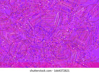 Púrpura clara, fondo vector rosado con triángulos, círculos. Hermosa ilustración con círculos, triángulos en estilo natural. Mejor diseño para afiche, pancarta.
